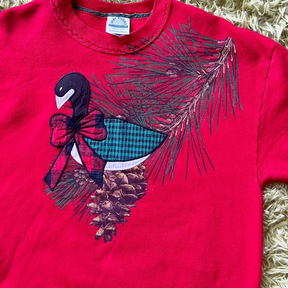 Vintage Red Holiday Patchwork Sweatshirt - Picture 3 of 11